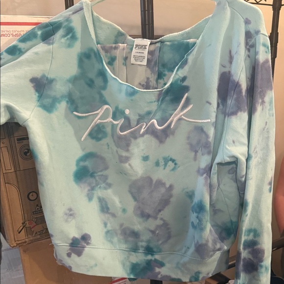 PINK Victoria's Secret Tops - PINK Victoria's Secret Blue Tie-Dye Sweatshirt and jogger SET Size M/L EUC
